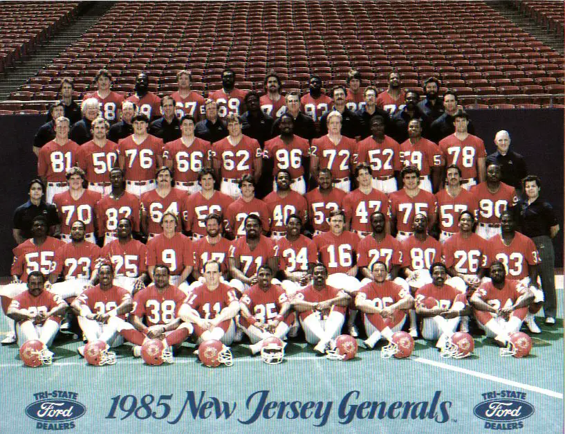 1985 New Jersey Generals Roster - USFL 